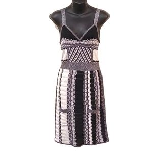 bebe Black and White Knit Striped Tank Dress